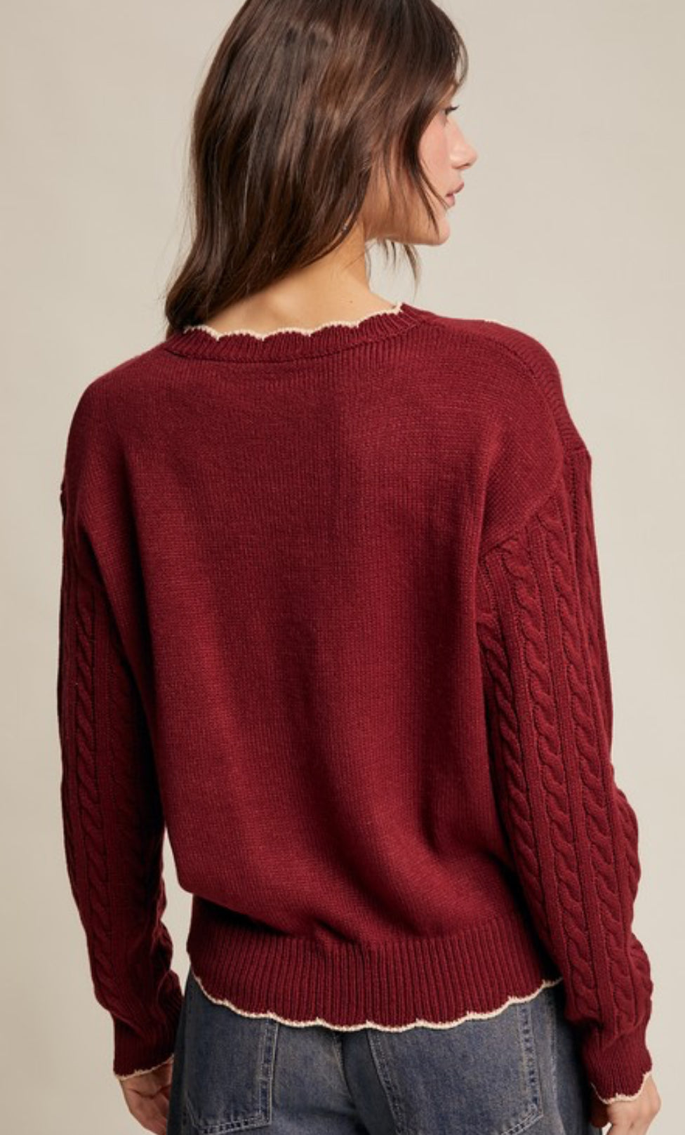 Embroidered Sweater - Burgundy