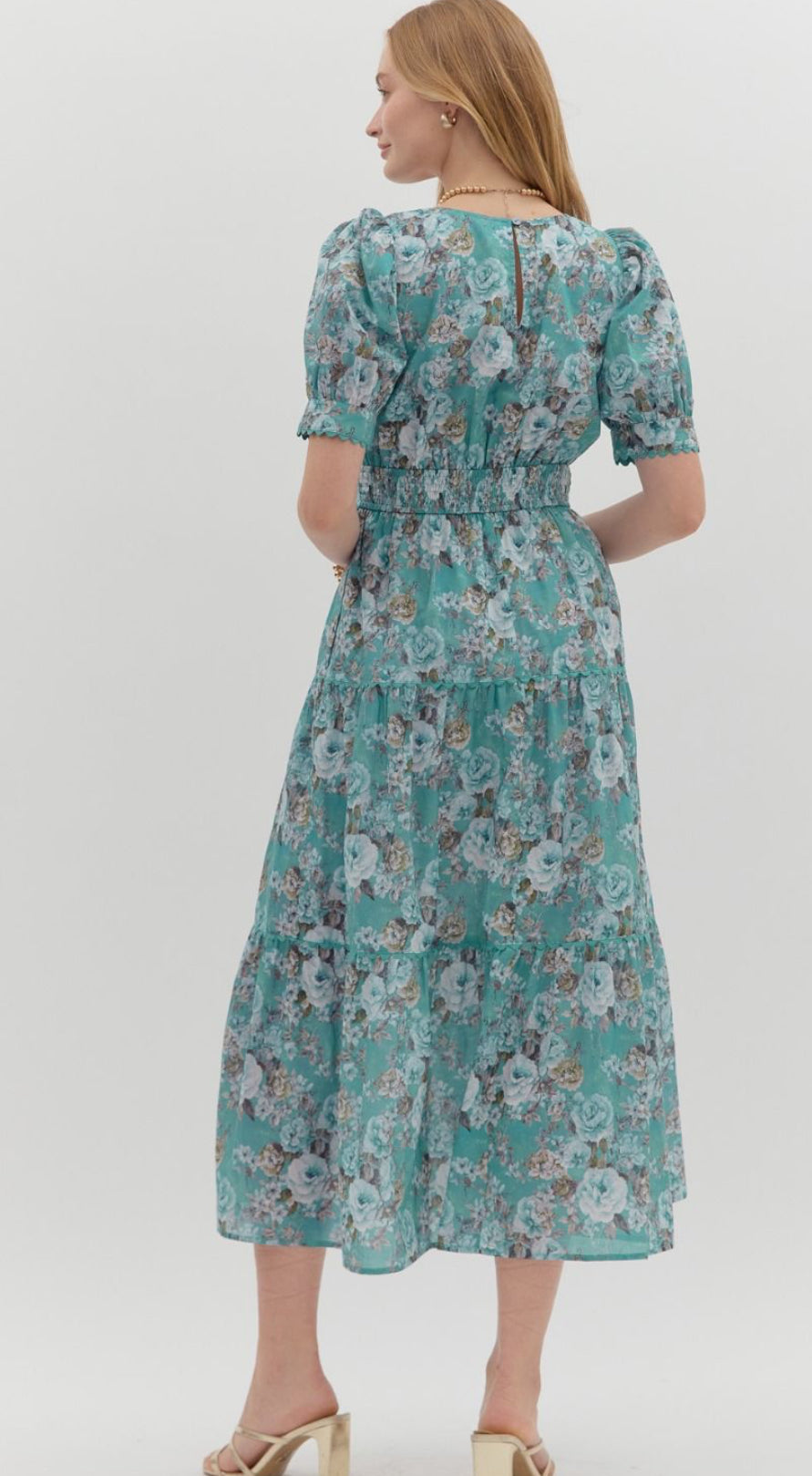 Floral Maxi Dress - Teal Blue
