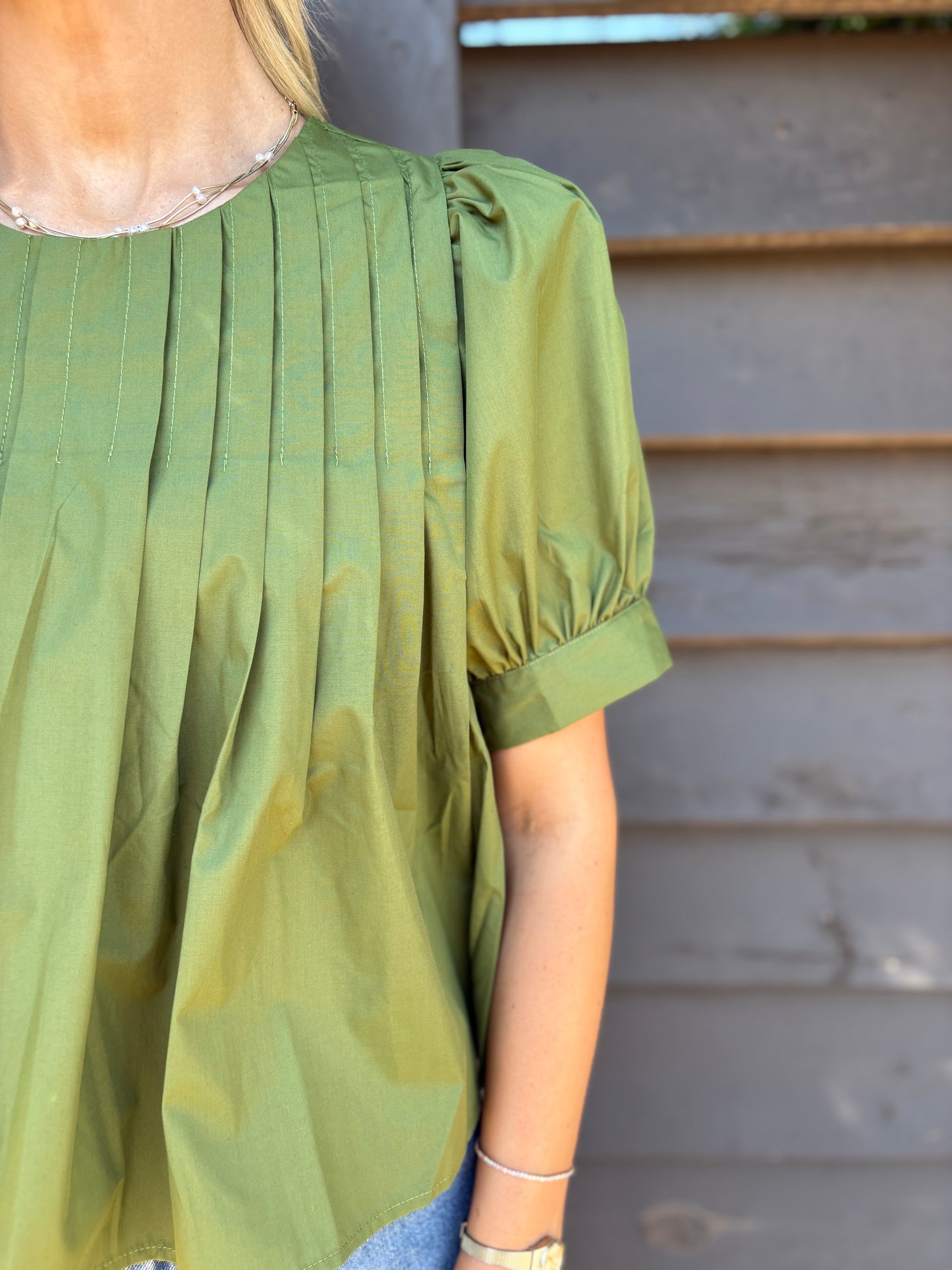 Pleated Top - Olive