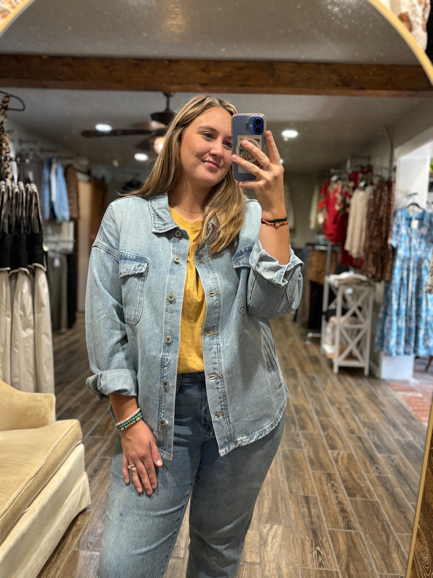 Denim Shacket - Light Wash