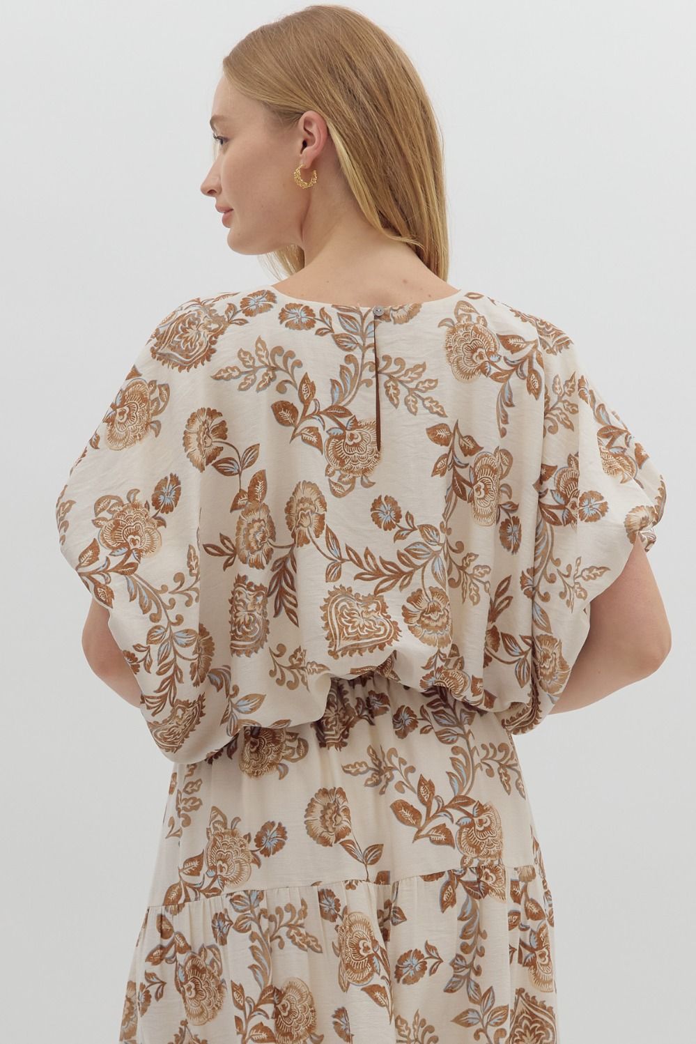 Floral Dolman Sleeve Top - Ivory