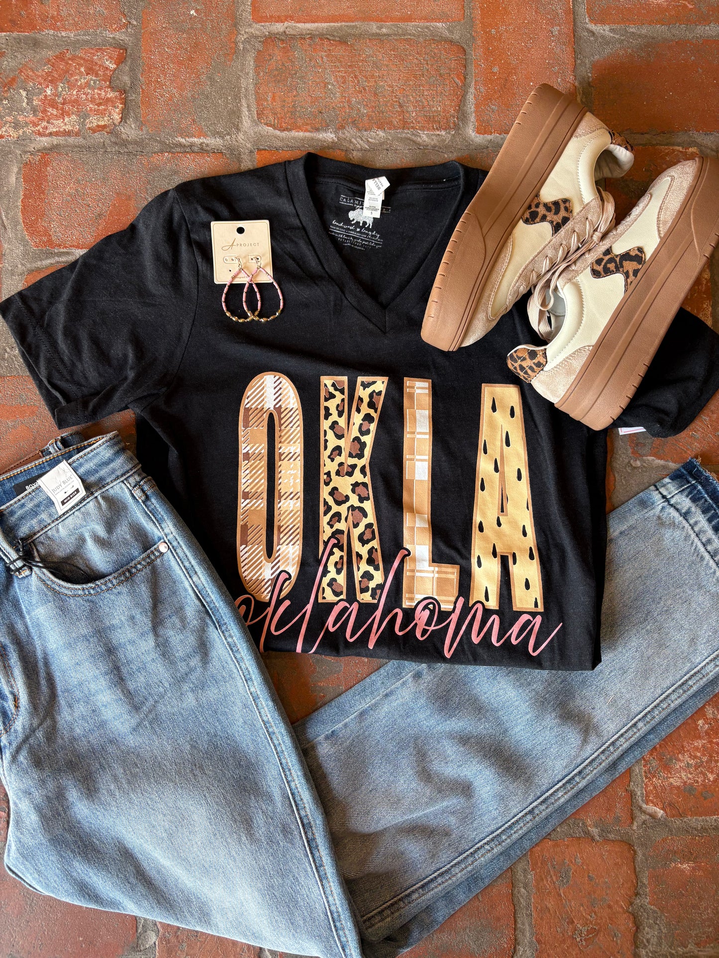 Multi Print Okla Tee - Black