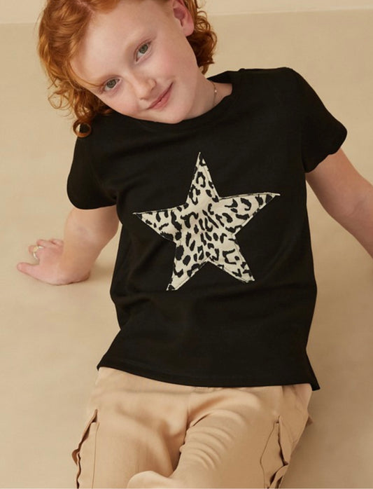 Leopard Star Girls Top