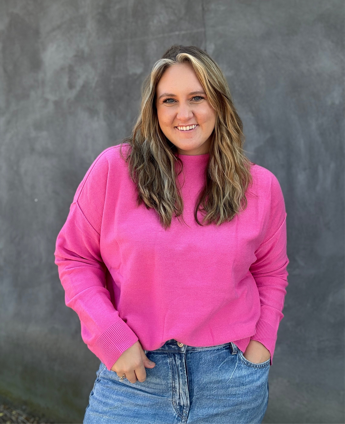 Mock Neck Sweater - Punch