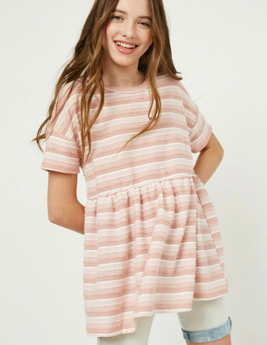 Blush Mix Striped Top — Girls