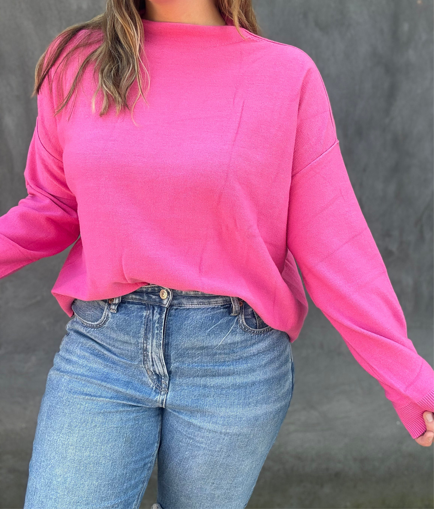 Mock Neck Sweater - Punch