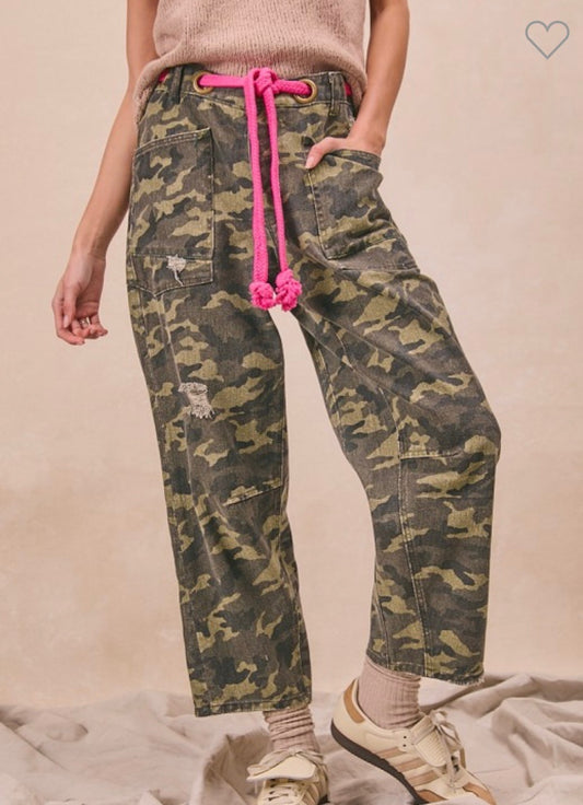 Camouflage Pants w/ Hot Pink Belt