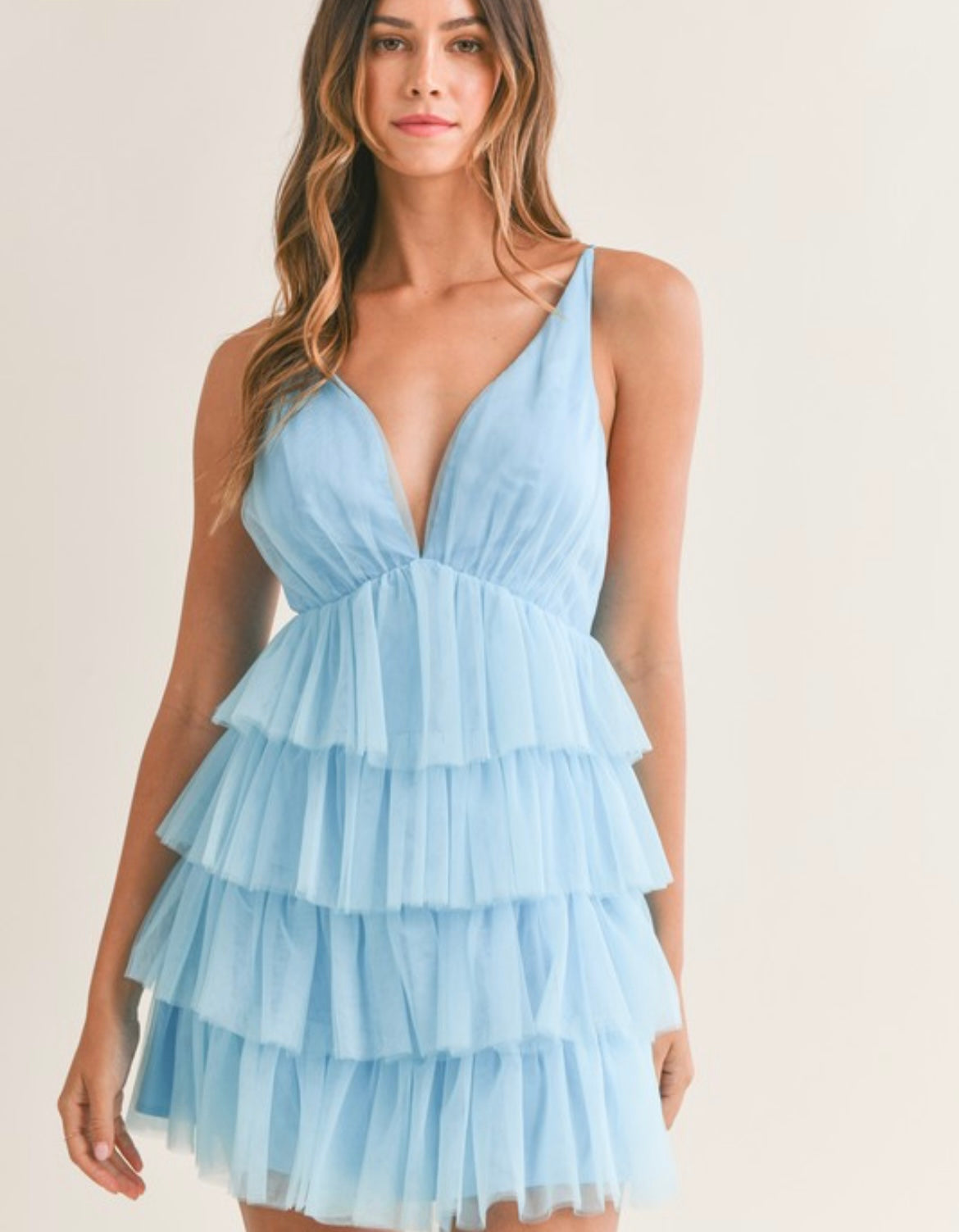 Ruffle Tiered Tulle Mesh Dress