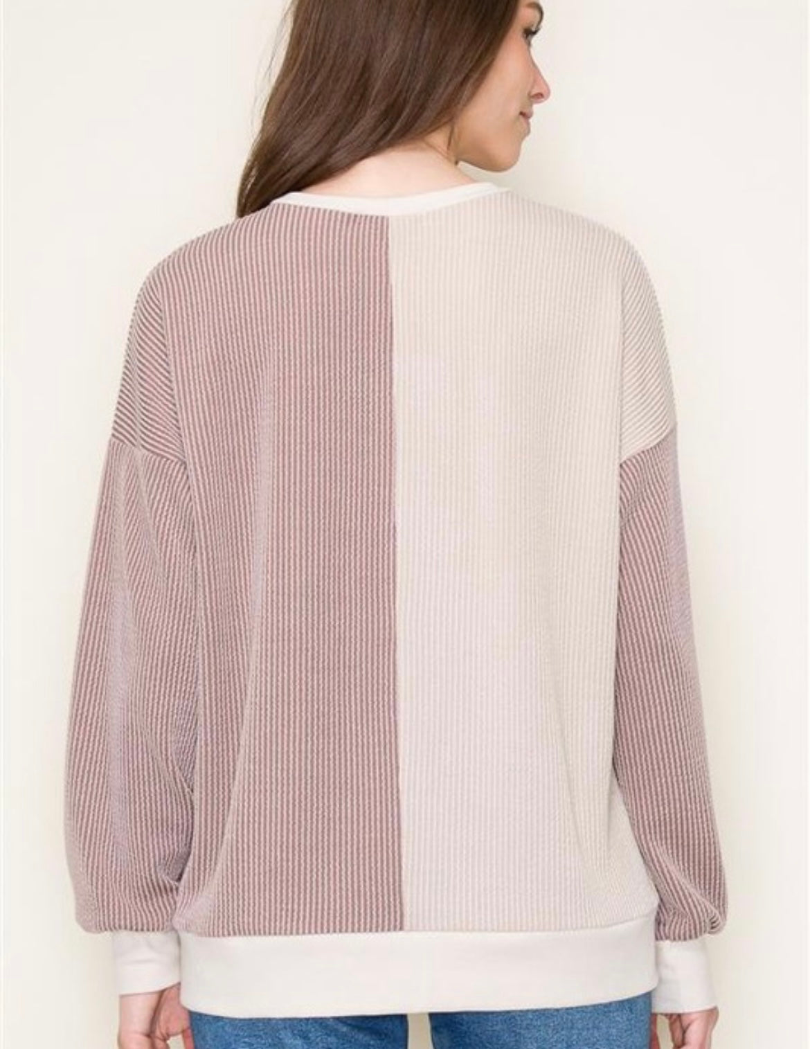 Ribbed Colorblock Top — Mocha