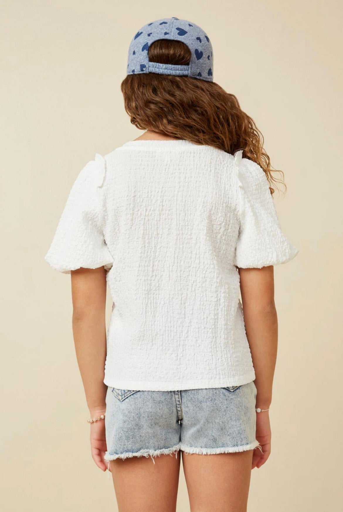 Crinkled Puff Sleeve Top