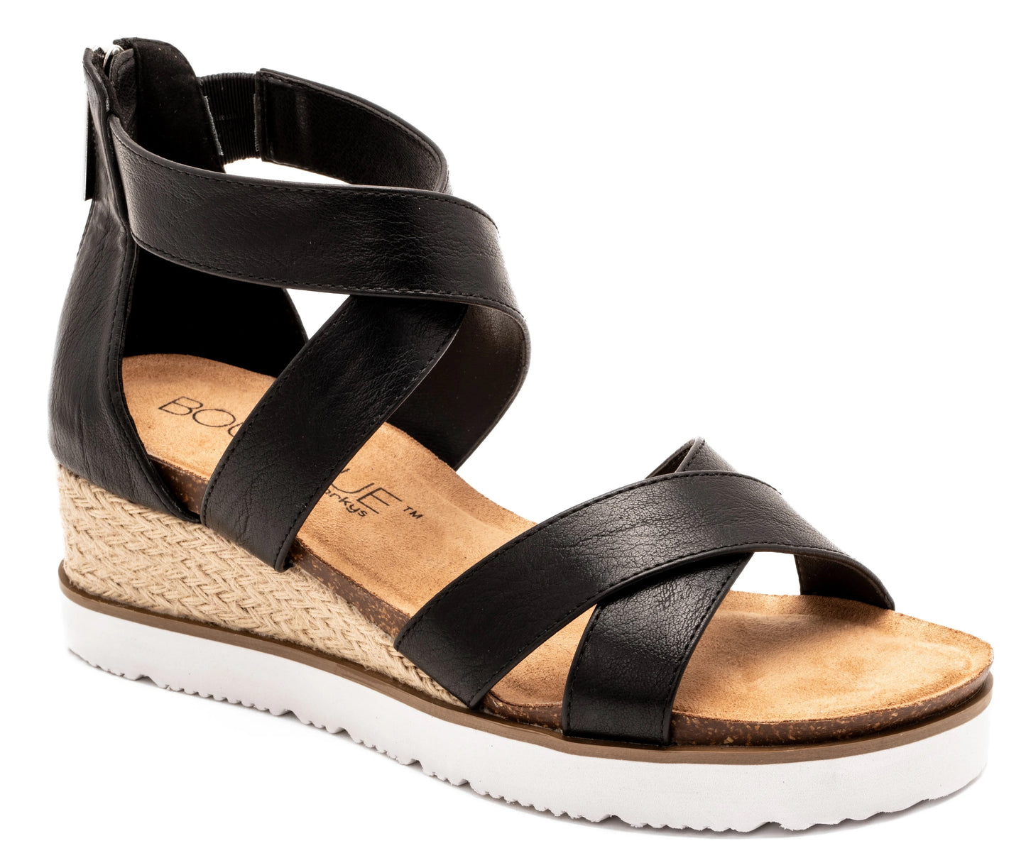 Double Dutch Wedge Sandal — Black