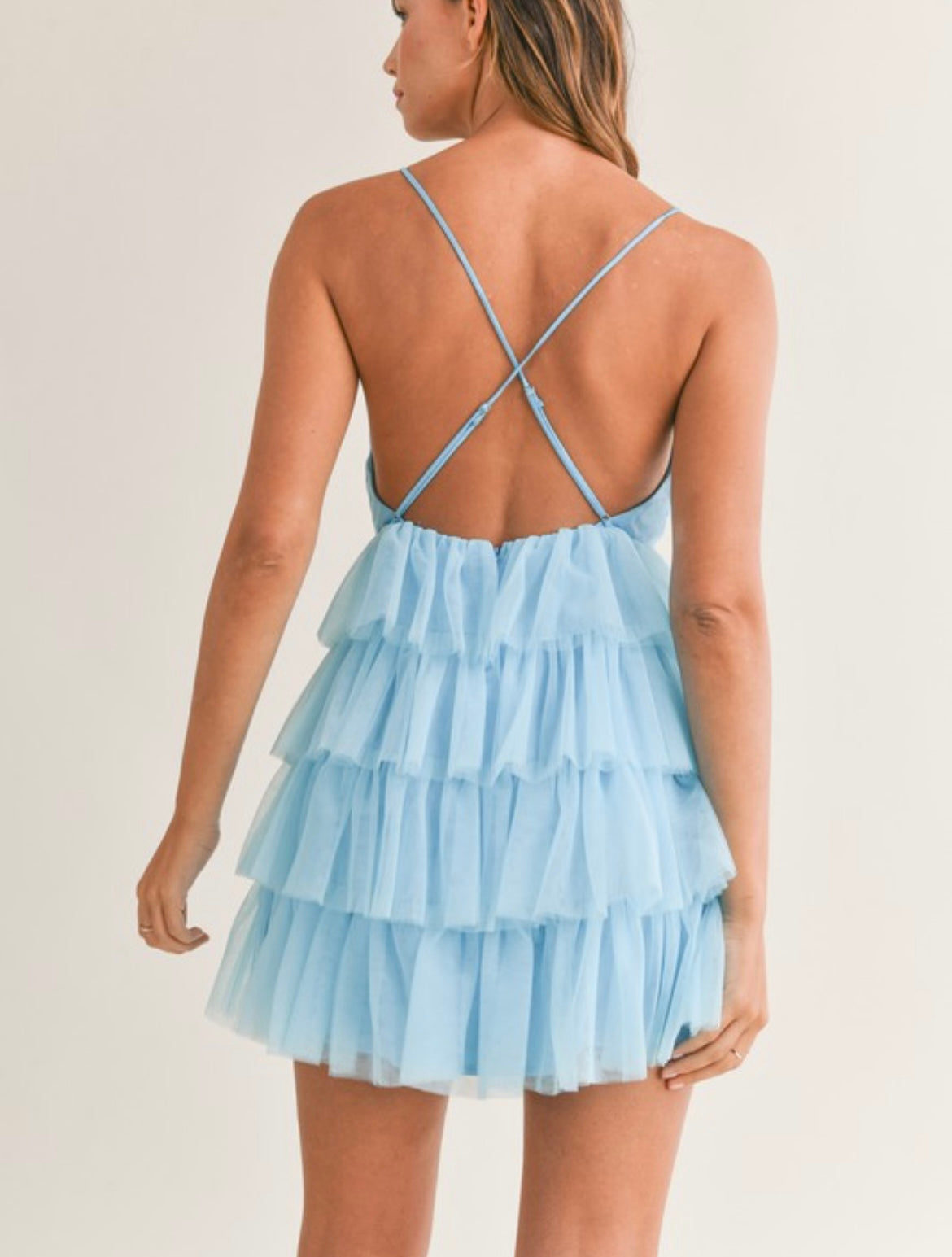 Ruffle Tiered Tulle Mesh Dress