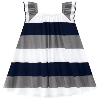 Navy/Gray/White Striped Dress