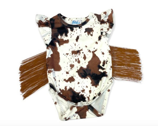 Cow Print Fringe Romper