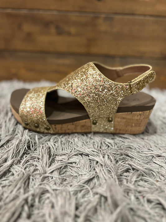 Gold Chunky Glitter Wedge