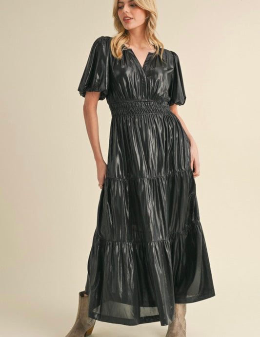 Black Metallic Maxi Dress