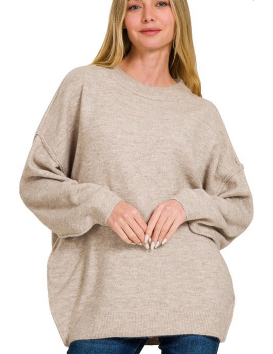 Oversized Sweater — Heather Mocha