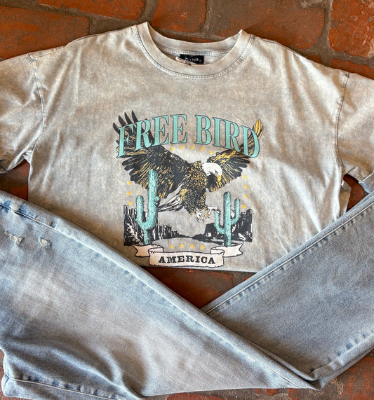 Free Bird America Tee - Grey Washed