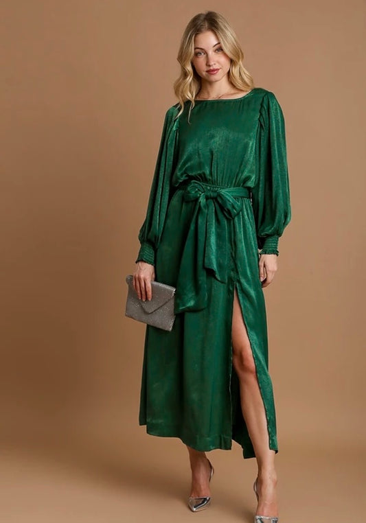 Hunter Green Slit Dress