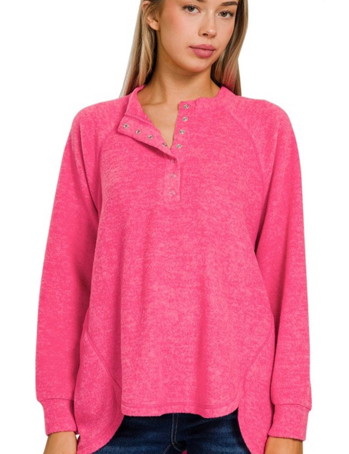 Henley Sweater — Fuchsia