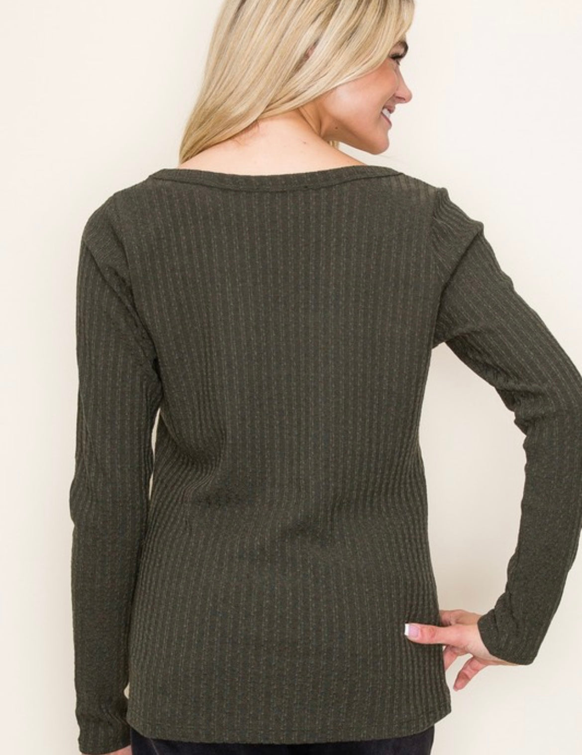 Textured Knit Top — Olive