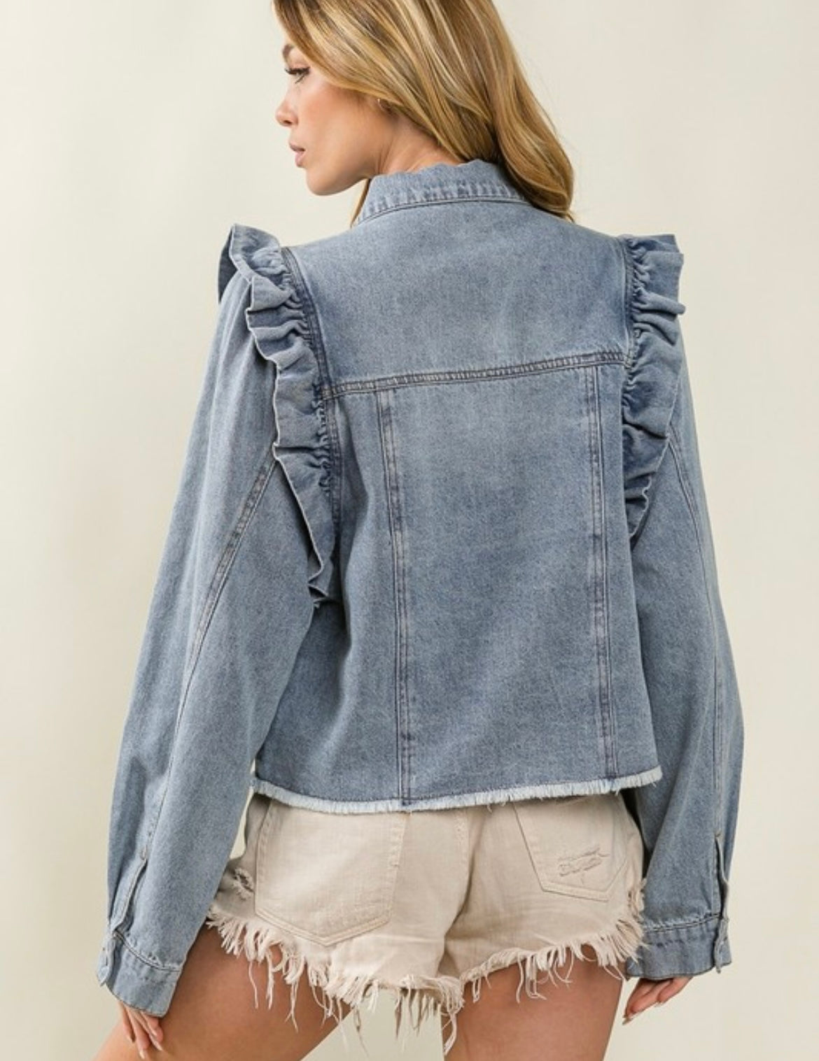 Vintage Ruffle Denim Jacket