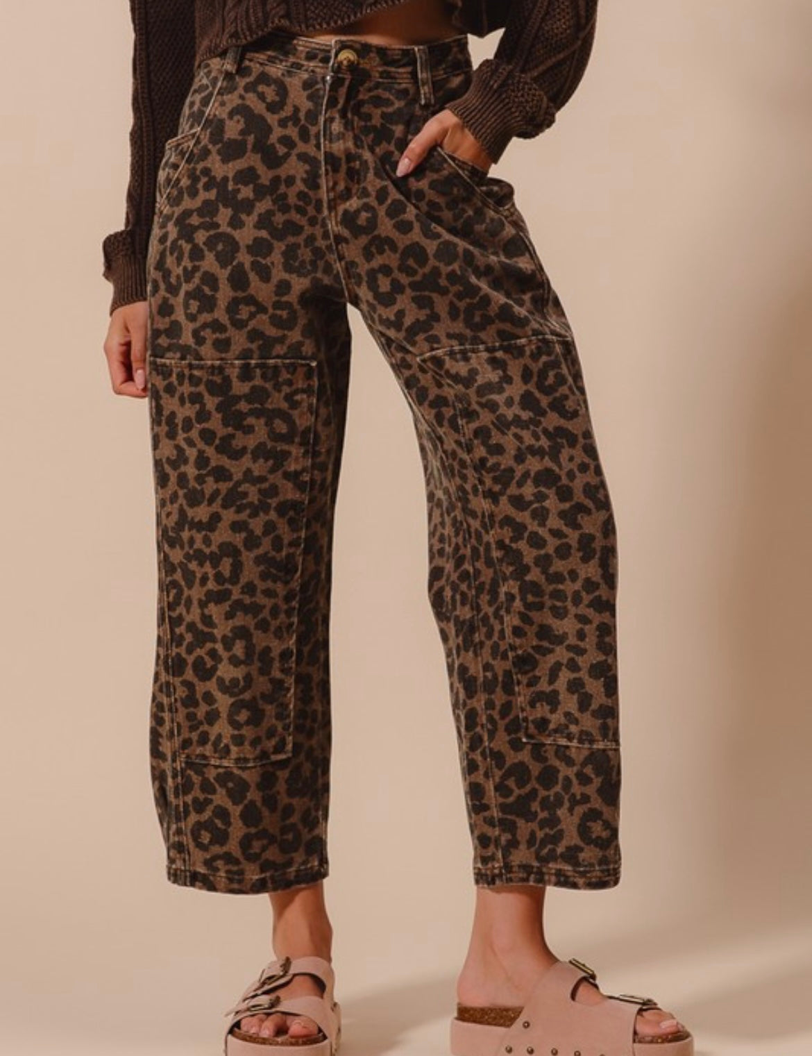 Leopard Print Mid Rise Pants