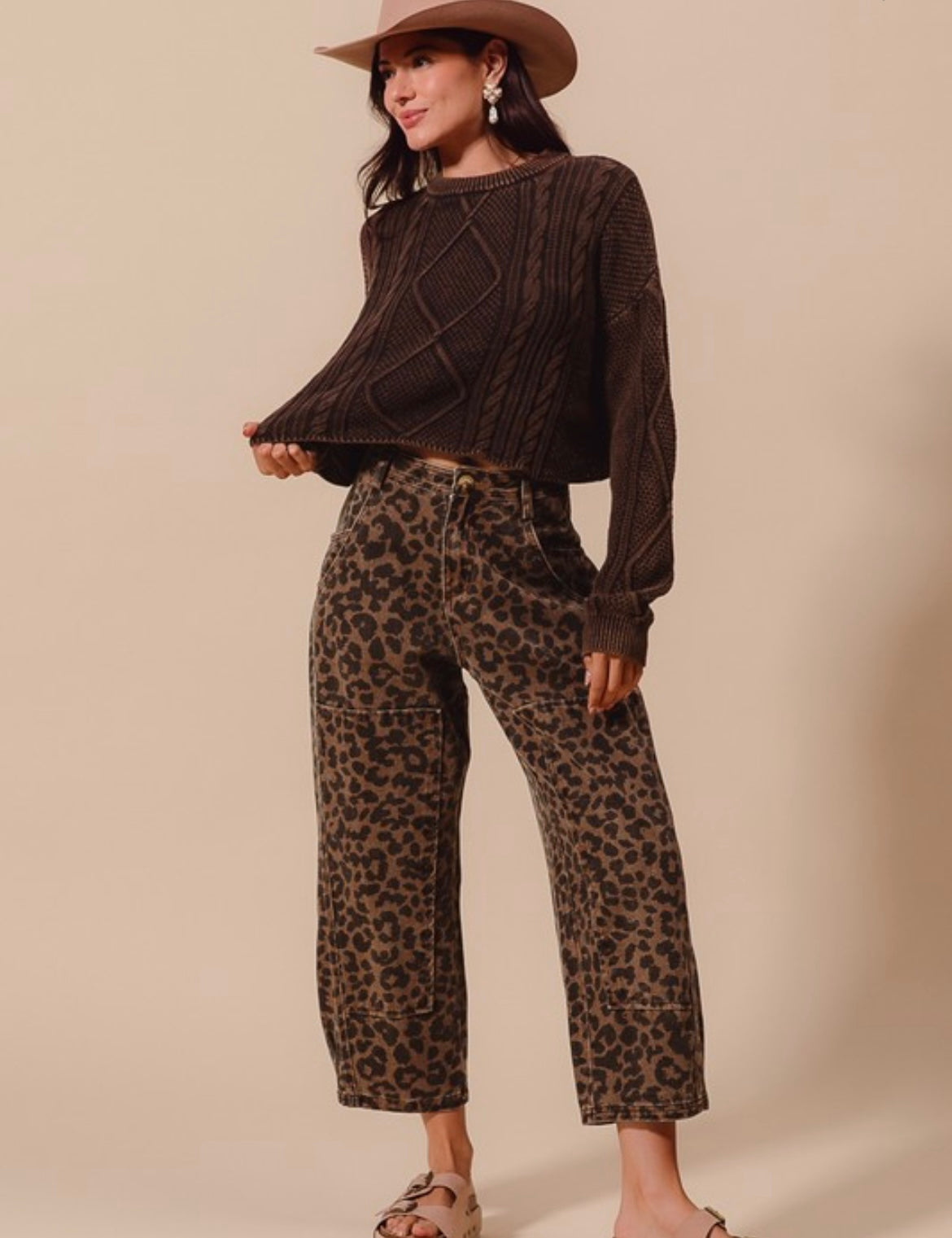 Leopard Print Mid Rise Pants