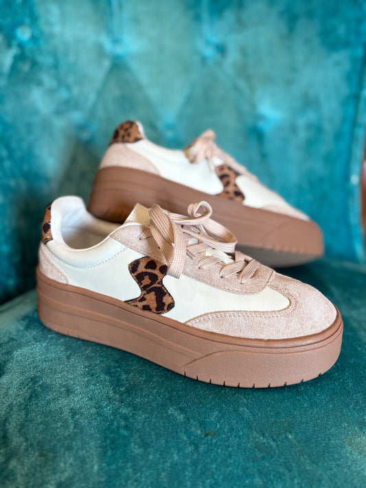Brown Sneaker with Leopard Detail