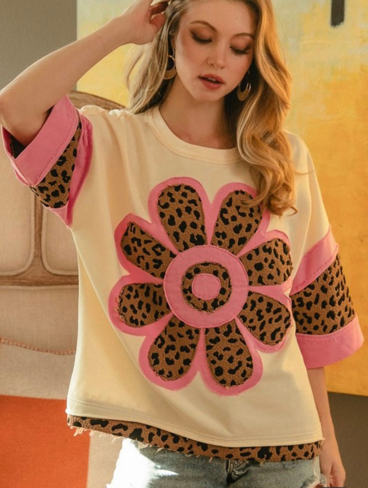 Leopard Flower Top — Pink