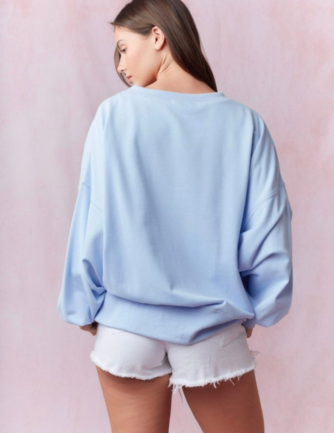 Lace Bow Detail Sweatshirt — Blue