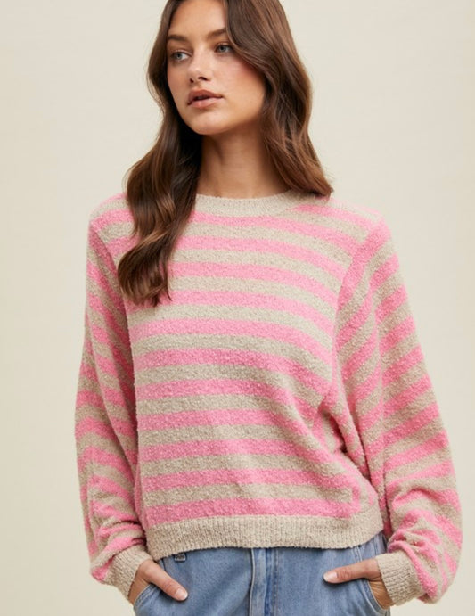 Striped Sweater — Punch/Oatmeal