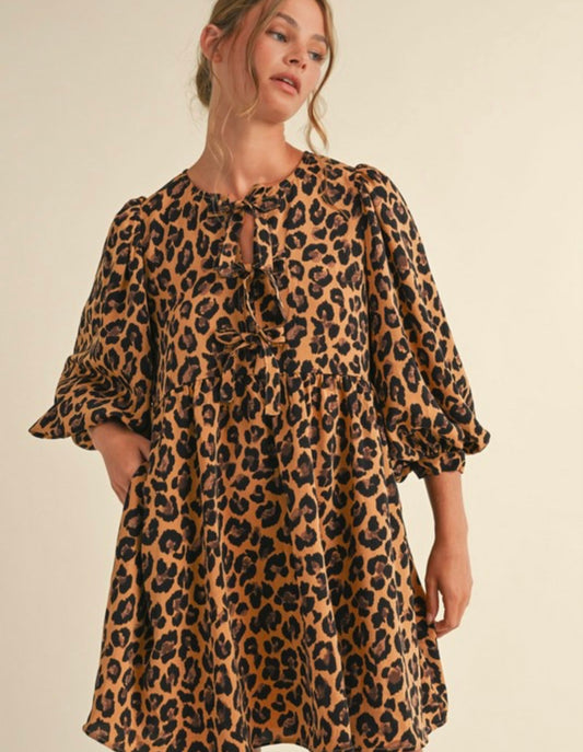 Leopard Print Bow Dress