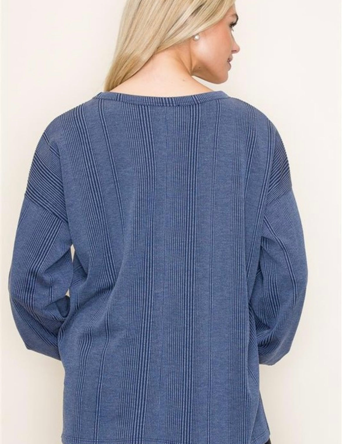 Navy Long Sleeve Knit Top