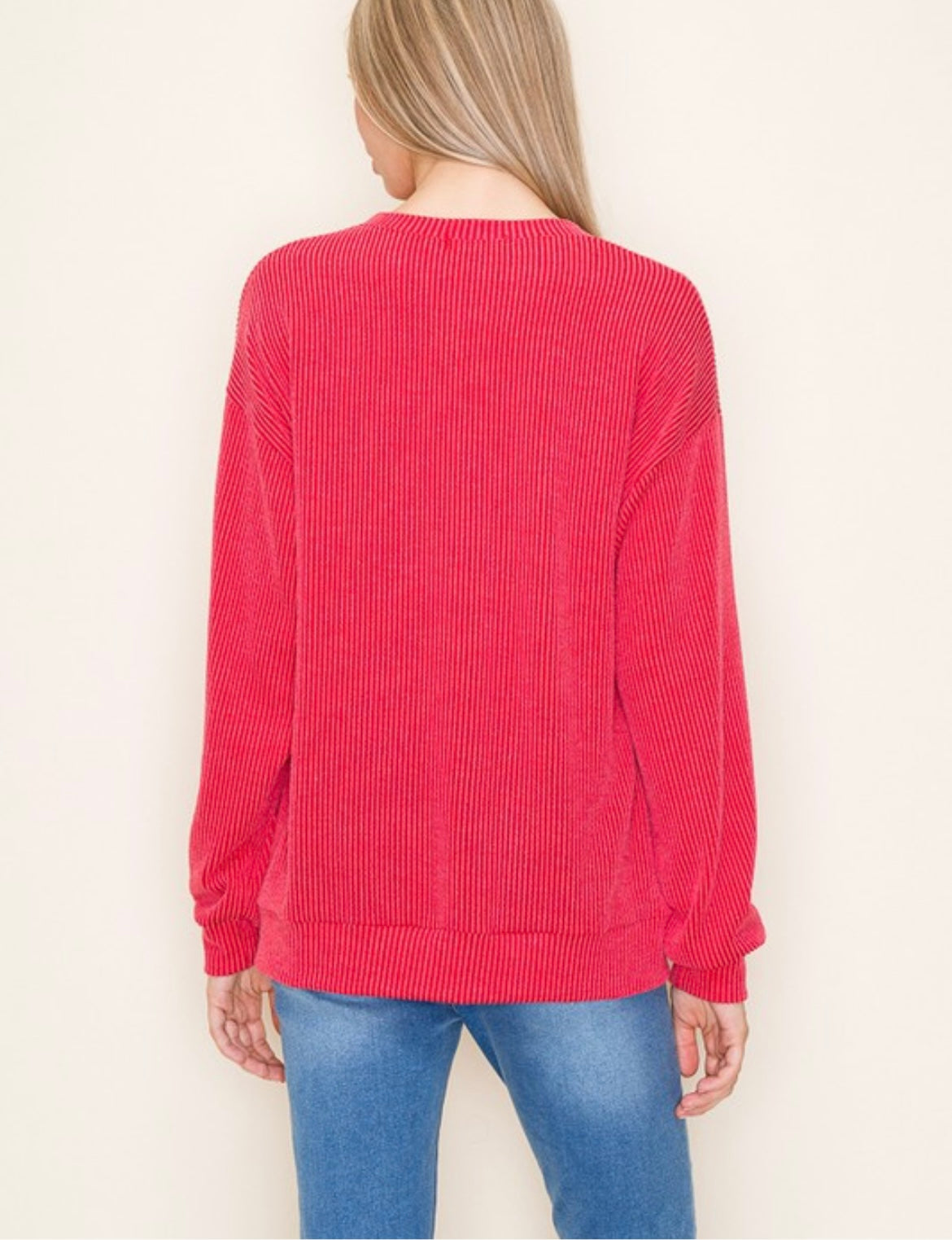 Xoxo Ribbed Sweatshirt — Red