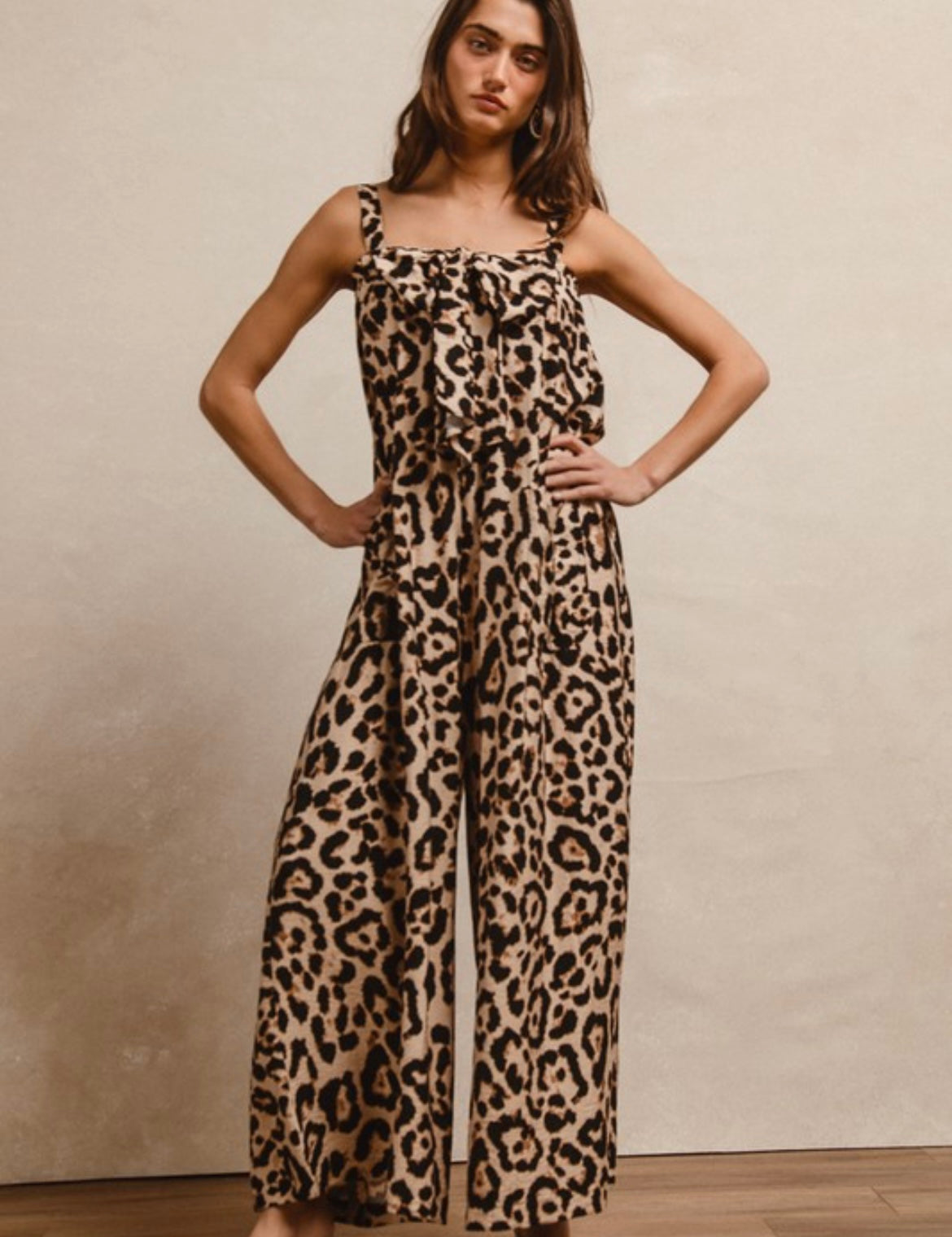 Leopard Bow Print Jumpsuit