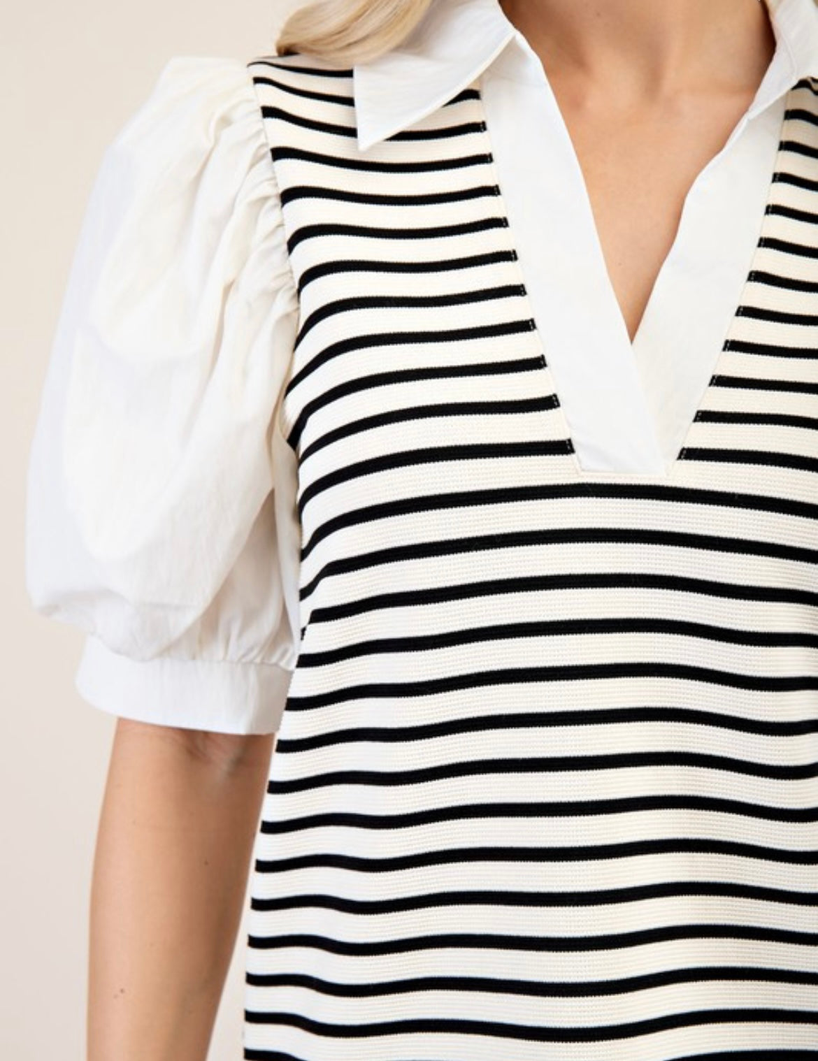 Striped Puff Sleeve Top