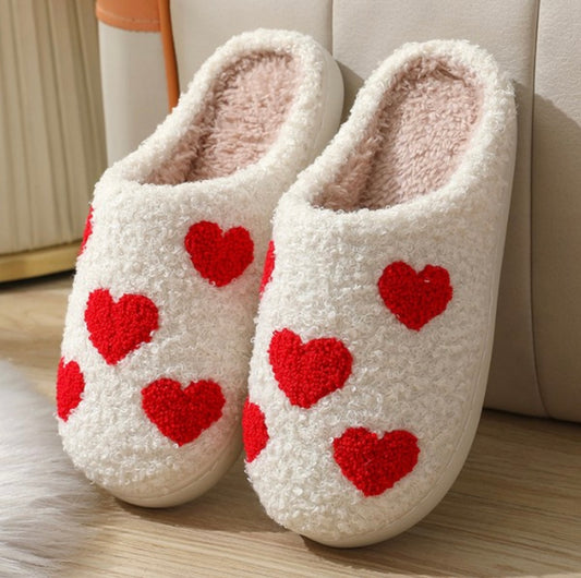 Plush Heart Slippers