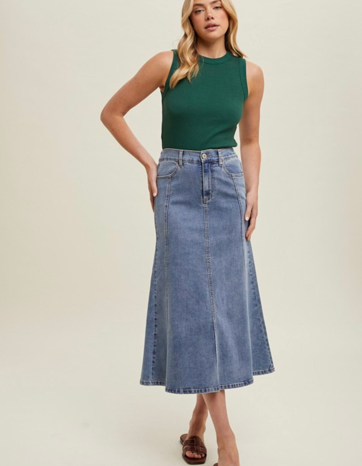 Denim Flare Skirt