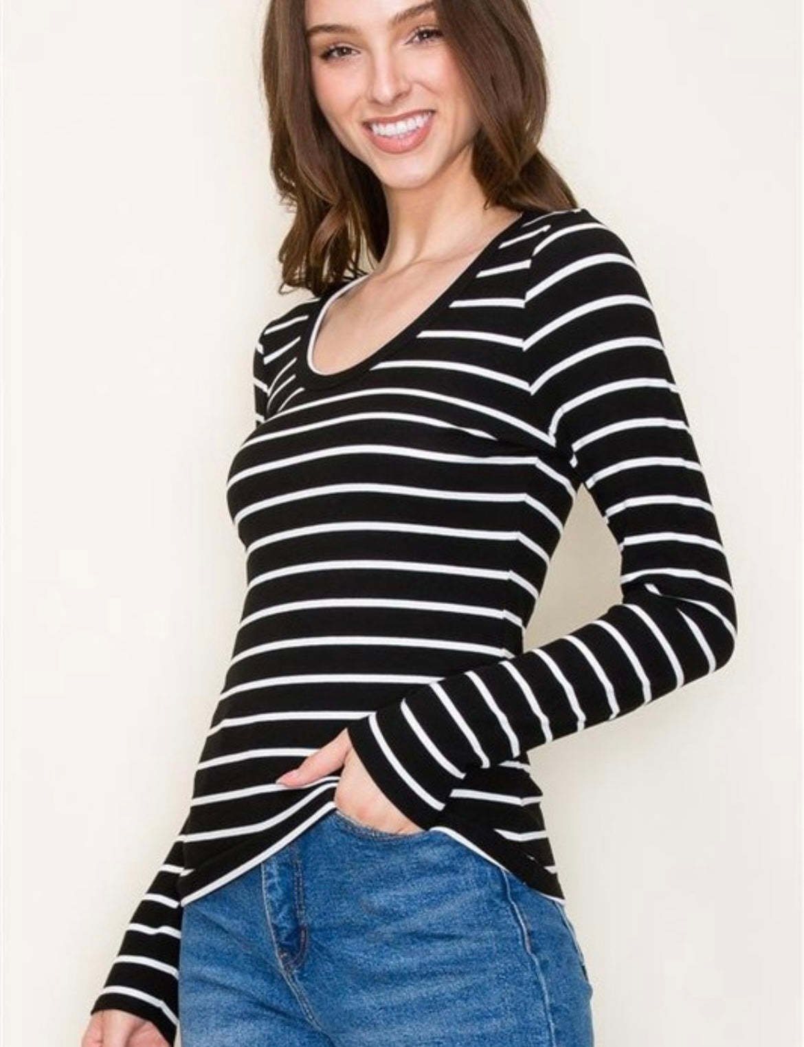 Black/White Striped Long Sleeve