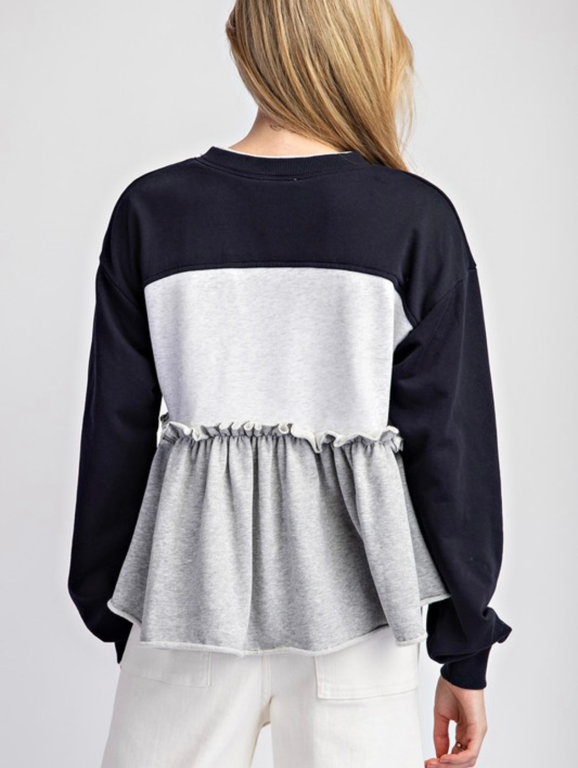 Colorblock Tiered Ruffle Sweatshirt