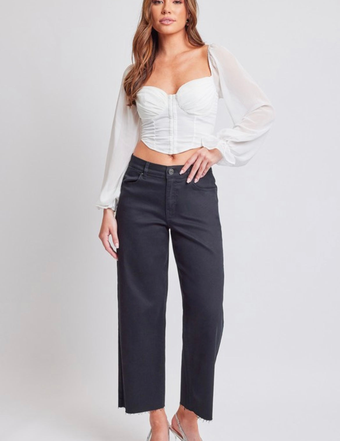 High Rise Cropped Pants — Black