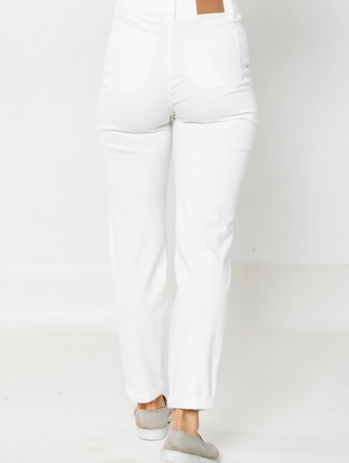 Tie Waist White Denim Joggers