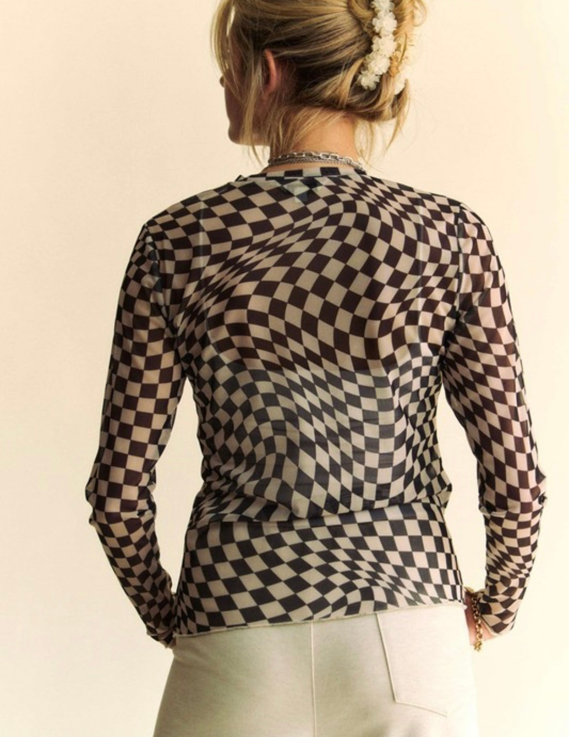 Black Checkered Layering Top