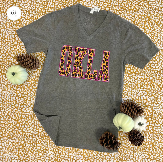 OKLA Fall Leopard Tshirt — Bella Canvas