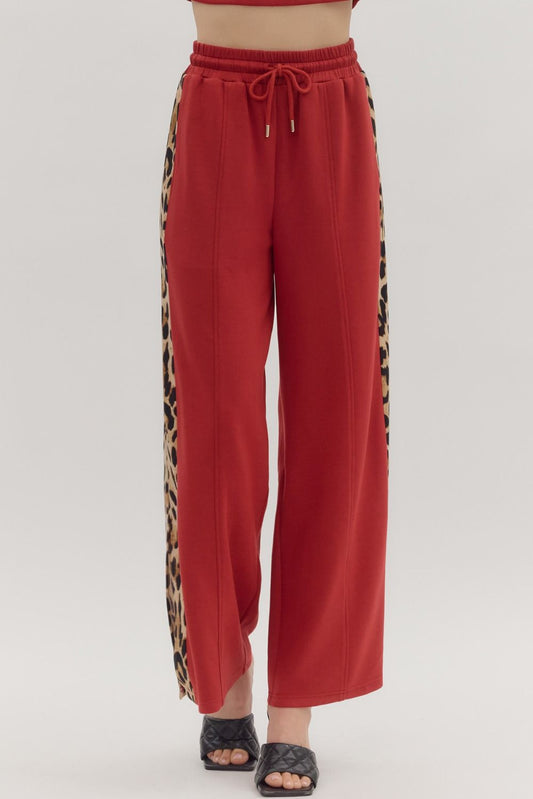 Cheetah Detail Pant - Brick