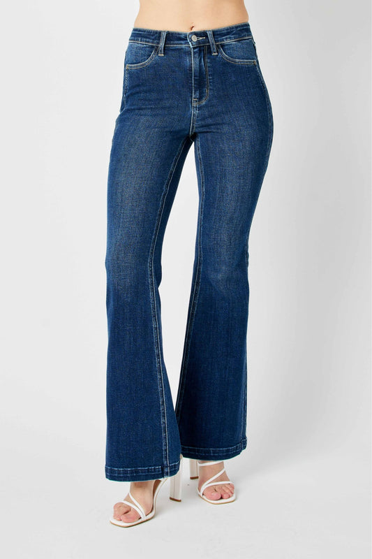 High Waist Dark Denim Flare Jeans