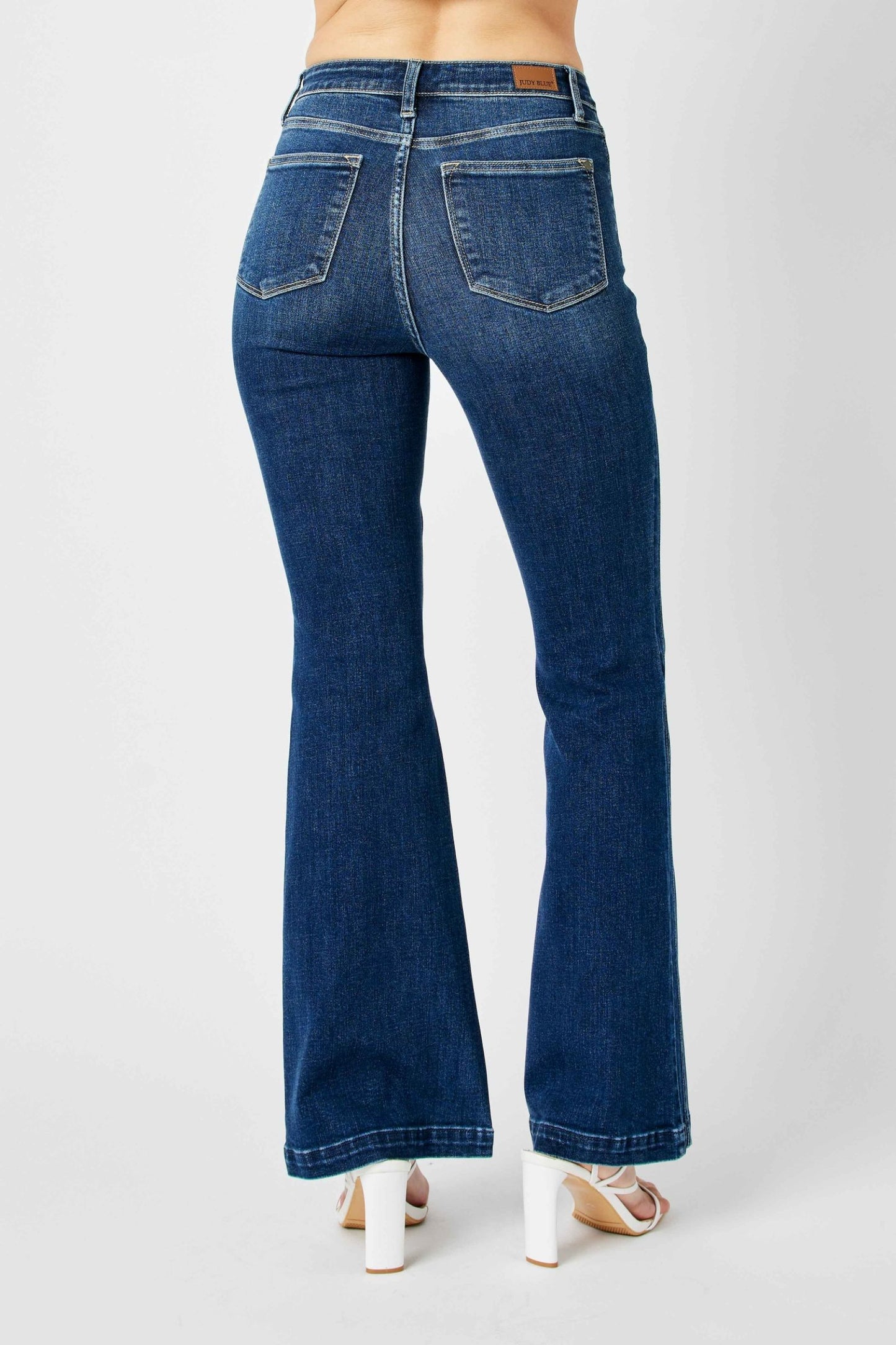 High Waist Dark Denim Flare Jeans