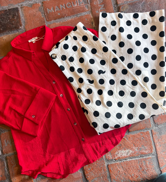 Polka Dot Pants - Black/ Cream