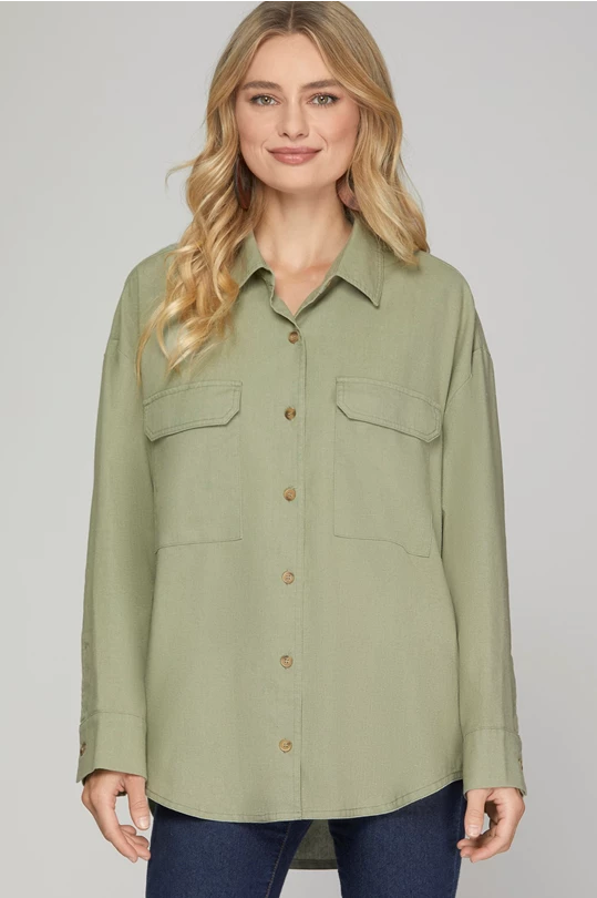 Dusty Olive Button Up